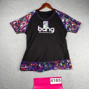 Womens Bang Energy Drink Short Sleeve Performance Shirt V Neck Medium NEW NWT